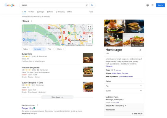 Google Local Search Results